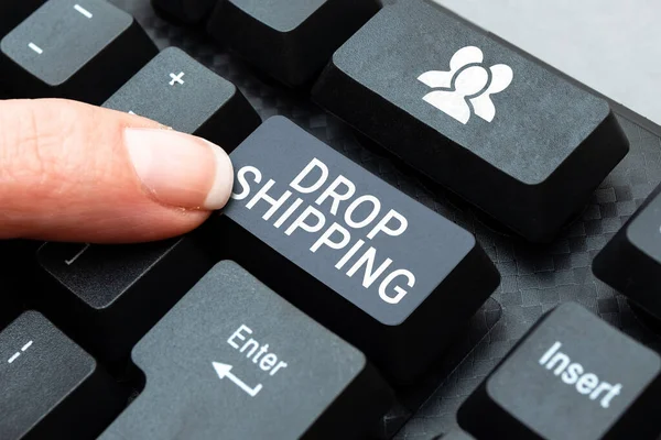 Sinal Escrita Mão Drop Shipping Conceito Que Significa Enviar Mercadorias — Fotografia de Stock