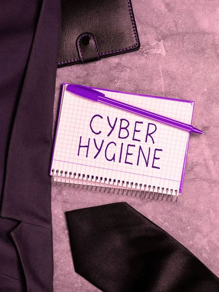 Szöveg Megjelenítése Cyber Hygiene Business Kirakat Lépéseket Hogy Számítógép Felhasználók — Stock Fotó