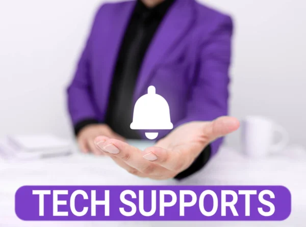 Inspiration Showing Sign Tech Supports Concept Meaning Help Given Technician — Photo
