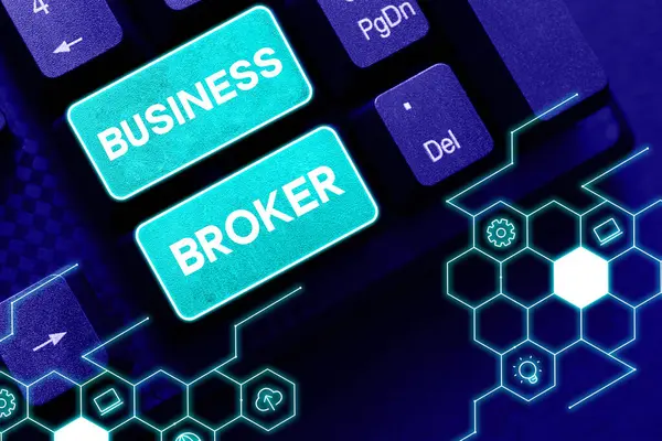 Sign Displaying Business Broker Internet Concept Egy Vállalkozás Rövid Formájú — Stock Fotó