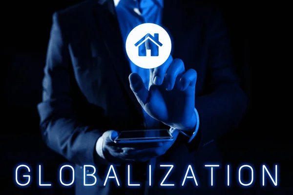 Handstilstext Globalisering Affärsutveckling Alltmer Integrerad Global Ekonomi Markerad — Stockfoto