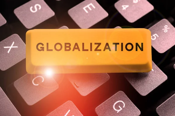 Begreppsbildtext Globalisering Affärsutveckling Alltmer Integrerad Global Ekonomi Markerad — Stockfoto