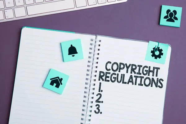 Writing Displaying Text Copyright Regulations Concept Meaning Body Law Governs — Stockfoto