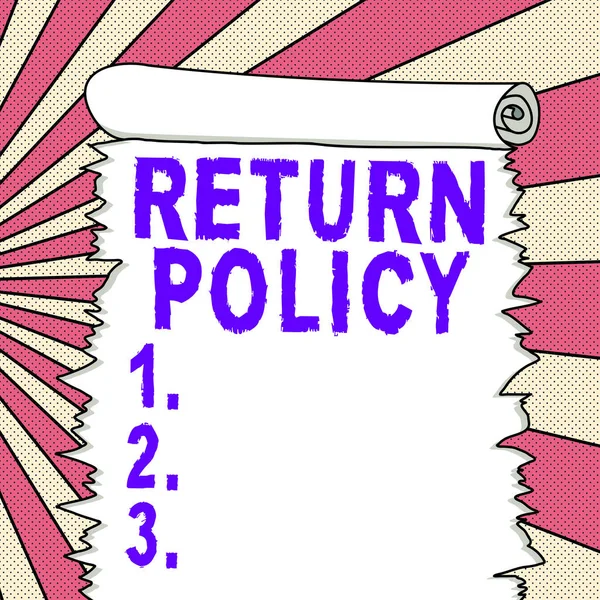 Sign Displaying Return Policy Concept Jelentése Adóvisszatérítés Lakossági Szerződési Feltételek — Stock Fotó