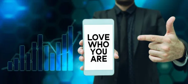 Tekst Weergeven Love Who You Business Showcase Maak Dingen Die — Stockfoto