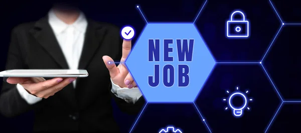 Konzeptionelle Anzeige Neuer Job Wort Geschrieben Bei Vertragsunterzeichnung Arbeitsgelegenheit Finden — Stockfoto