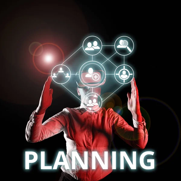 Sign Displaying Planning Business Approach Process Thinking Activities Required Achieve — Foto Stock