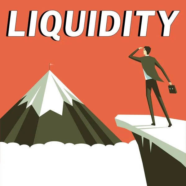Escrevendo Exibindo Texto Liquidez Palavra Escrita Dinheiro Balanças Bancárias Liquidez — Fotografia de Stock