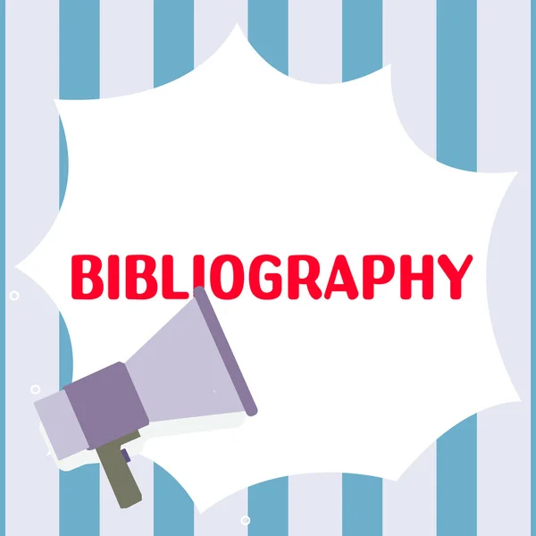 Hand Writing Sign Bibliography Business Approach List Writings Relating Particular — 스톡 사진
