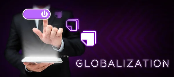 Handwriting Text Globalization Business Idea Development Increasingly Integrated Global Economy — Stockfoto