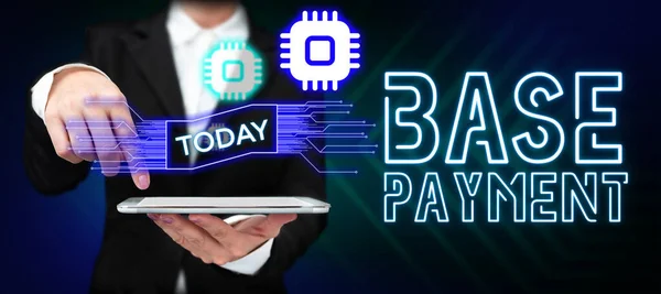 Text Sign Showing Base Payment Business Overview Amount Pay Standard — Stockfoto