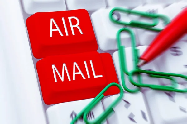 Testo Che Mostra Ispirazione Air Mail Business Avvicinare Sacchetti Lettere — Foto Stock
