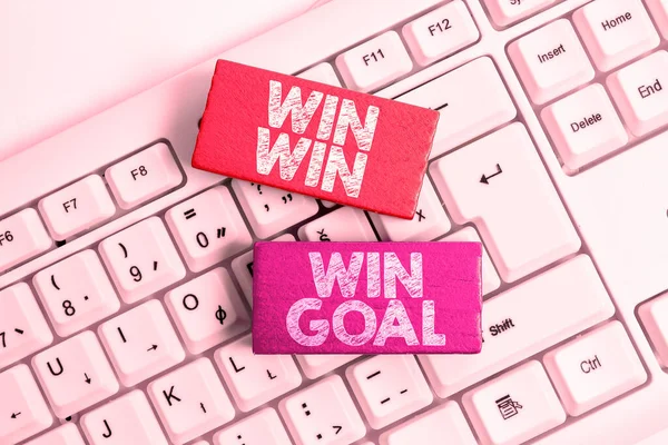 Τίτλος Κειμένου Που Παρουσιάζει Win Win Win Goal Επιχειρηματική Προσέγγιση — Φωτογραφία Αρχείου