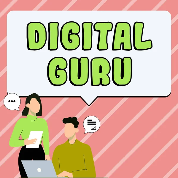 Konceptvisning Digital Guru Business Approach Lärare Och Intellektuell Guide Frågor — Stockfoto