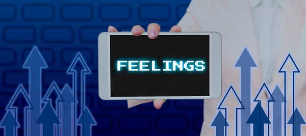 Σημάδι Κειμένου Δείχνει Συναισθήματα Έννοια Που Σημαίνει Προκαλώντας Ευτυχισμένα Θετικά — Φωτογραφία Αρχείου