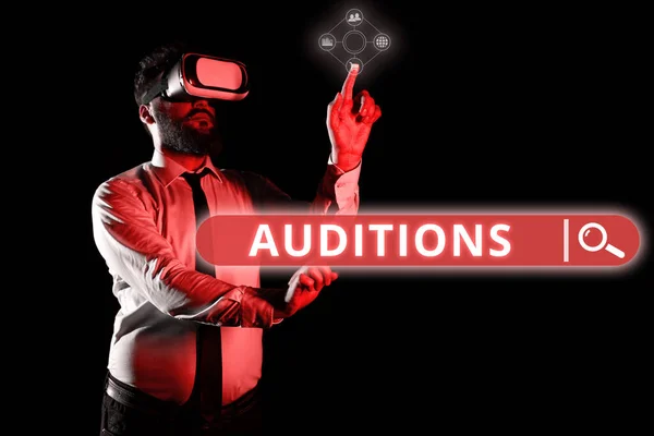 Inspiration Showing Sign Auditions Business Idea Trial Performance Appraise Entertainers — 图库照片