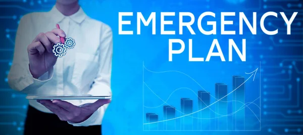 Inspiration showing sign Emergency Plan, Word Written on Procedures for response to major emergencies Be prepared
