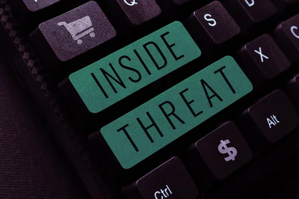 Writing displaying text Inside Threat, Concept meaning Information that only an insider would have Real information
