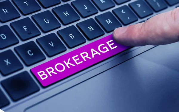 Jelzés Megjelenítése Brokerage Üzleti Koncepció Szolgál Megbízható Ügynök Vagy Közvetítő — Stock Fotó