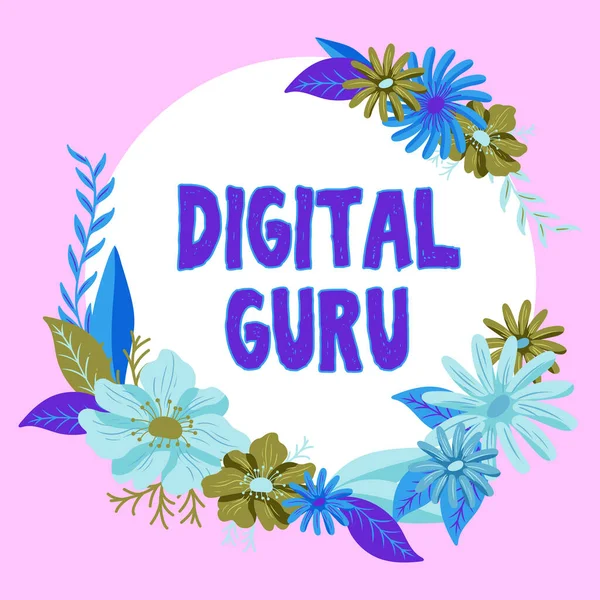 Text Som Visar Inspiration Digital Guru Word Skrivet Lärare Och — Stockfoto