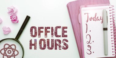 Ofis Saatleri kavramsal gösterim, iş konsepti iş saatlerinin çalışma saatleri