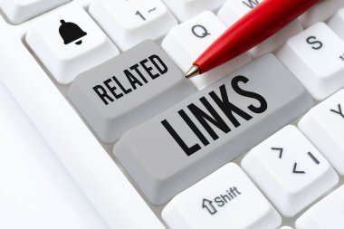 Bağlantılı Bağlantılar, İş Konsepti Web sitesini gösteren metin işareti Bir Web Sayfası Çapraz referans Hotlinks Hyperlinks