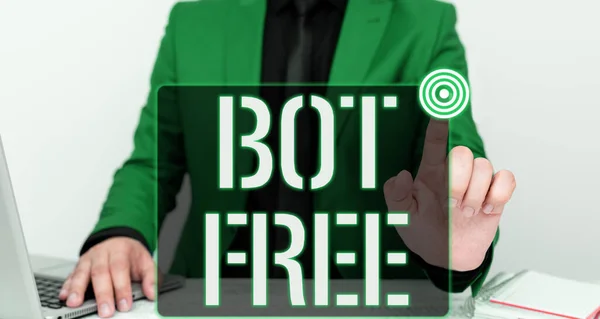 stock image Inspiration showing sign Bot Free, Business approach a computer program that works automatically Internet robots