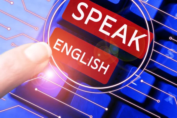 Sinal Escrita Mão Fale Inglês Ideia Negócio Estude Outra Língua — Fotografia de Stock