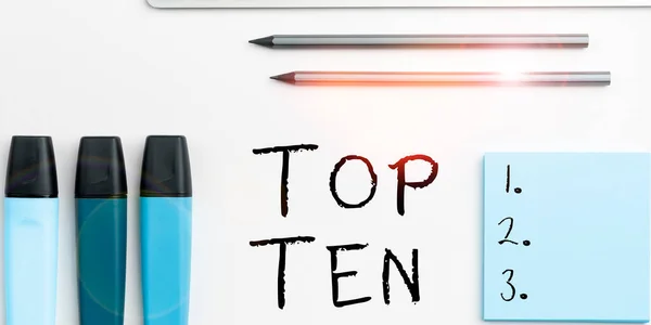Handwriting Text Top Ten Business Showcase Ten Most Popular Songs — 스톡 사진
