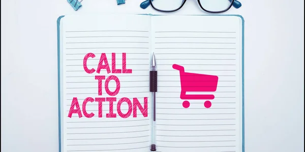 Hand Writing Sign Call Action Business Concept Encourage Decision Move — 스톡 사진