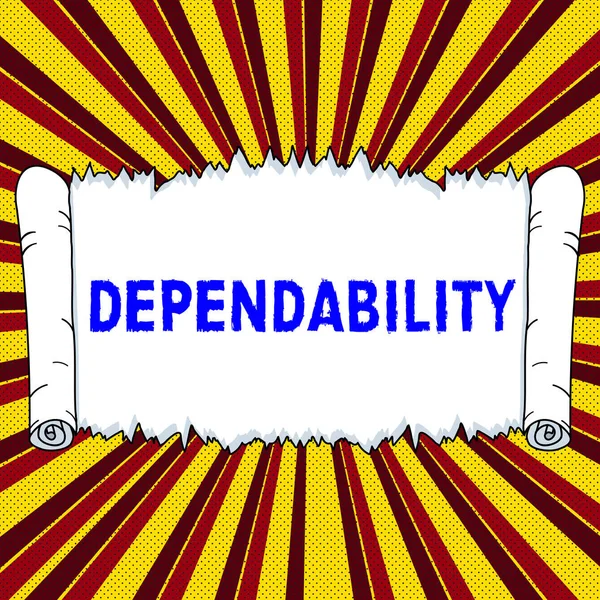 Writing Displaying Text Dependability Business Idea Capable Being Trusted Depended — Stockfoto