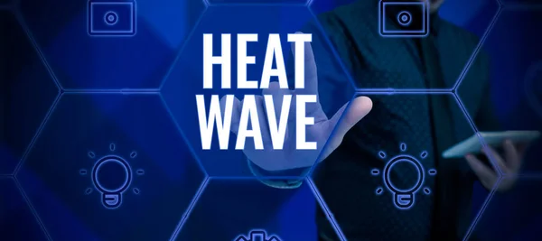 熱波を示すテキストキャプション 異常な高温の天候の長期的なビジネスアイデア — ストック写真