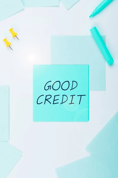 Sign displaying Good Credit, Internet Concept borrower has a relatively high credit score and safe credit risk