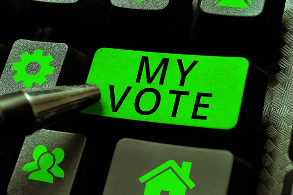 Inspiration Zeigt Zeichen Vote Business Präsentiert Den Akt Ihre Wahl — Stockfoto