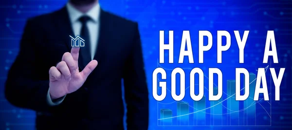 Znak Tekstowy Pokazujący Happy Good Day Słowo Wpisany Najlepsze Życzenia — Zdjęcie stockowe