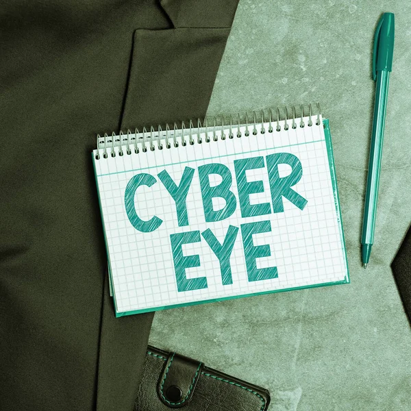 Hand Writing Sign Cyber Eye Business Approach Tool Engages Building — Fotografia de Stock