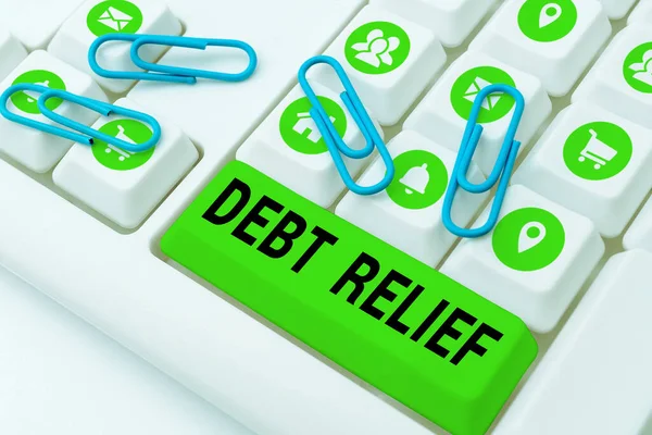 Hand Writing Sign Debt Relief Business Idea Partial Total Remission — 스톡 사진