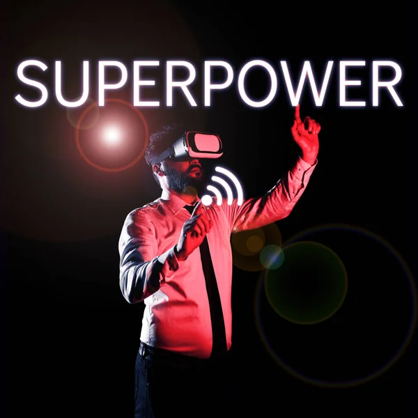 Text Sign Showing Superpower Word Power Ability Kind Enables Enforces —  Fotos de Stock