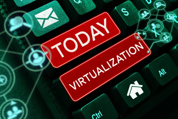 Texto Mostrando Inspiração Virtualização Aplicação Foto Conceitual Ambiente Virtual Para — Fotografia de Stock