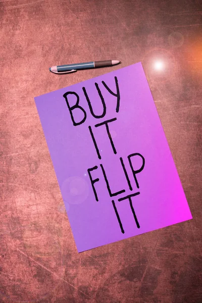 Texto Escritura Mano Comprar Flip Idea Negocio Comprar Algo Solucionarlos — Foto de Stock
