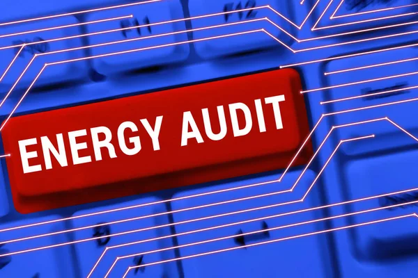 Rukopis Energetický Audit Obchodní Přehlídka Posouzení Energetických Potřeb Účinnosti Budovy — Stock fotografie