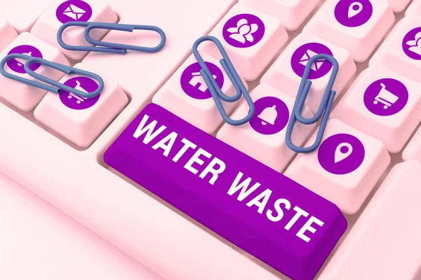 工業プロセスの一部として使用されている水の廃棄物 インターネットの概念液体を示すテキスト記号 — ストック写真