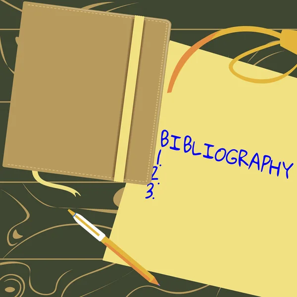 Escribir Mostrando Texto Bibliografía Concepto Que Significa Una Lista Escritos — Foto de Stock