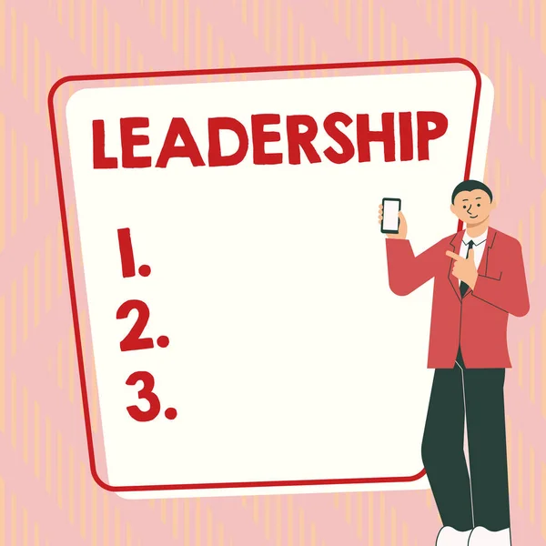 Hand Writing Sign Leadership Business Concept Ability Activity Involving Leading — Stock fotografie