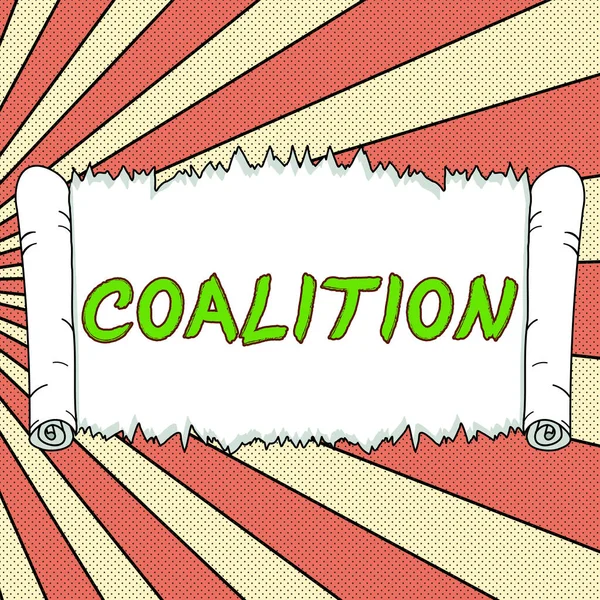 stock image Sign displaying Coalition, Business overview a temporary alliance of distinct parties, persons, or states for joint action