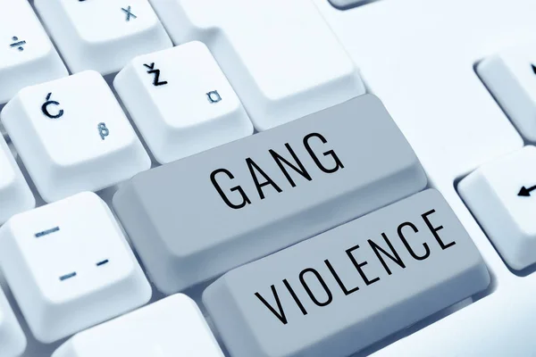 Mão Escrita Sinal Gang Violência Conceito Que Significa Violação Das — Fotografia de Stock