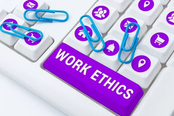 Sign Displaying Work Ethics Internet Concept Set Values Centered Importance — Stockfoto