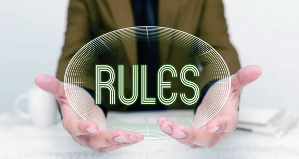 Handschrift Regels Business Concept Wetten Voorschriften Voorgeschreven Voor Naleving — Stockfoto
