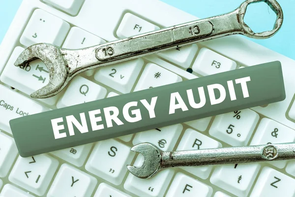 Handwriting Text Energy Audit Business Showcase Assessment Energy Needs Efficiency — Stock Photo, Image
