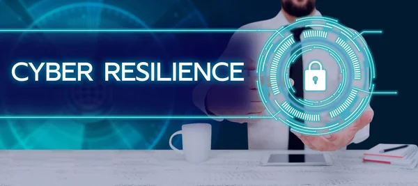 Scrittura Visualizzazione Del Testo Cyber Resilienza Business Vetrina Misura Come — Foto Stock